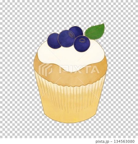 藍莓紙杯蛋糕插圖 134563080