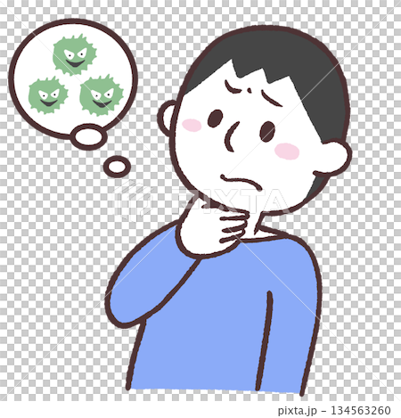 Illustration of a man with a sore throat 134563260