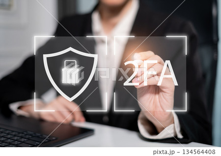 Password protection technology cybersecurity two factor authentication concept 134564408