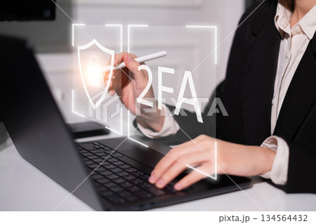 Password protection technology cybersecurity two factor authentication concept 134564432