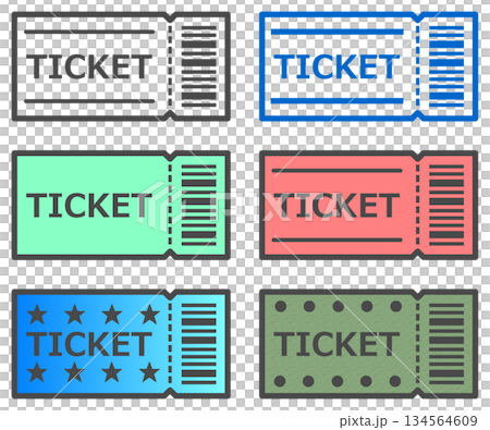Illustration of tickets and vouchers to reserve concerts and movies 134564609