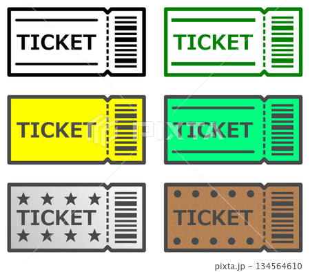 コンサートや映画を予約するチケットや券のイラスト 134564610