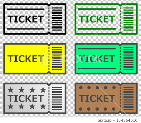 コンサートや映画を予約するチケットや券のイラスト 134564610