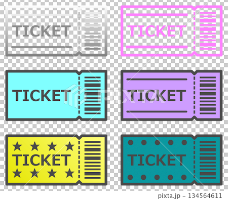 Illustration of tickets and vouchers to reserve concerts and movies 134564611