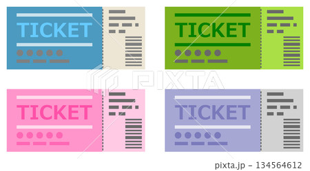 コンサートや映画を予約するチケットや券のイラスト 134564612