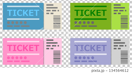 Illustration of tickets and vouchers to reserve concerts and movies 134564612