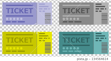 Illustration of tickets and vouchers to reserve concerts and movies 134564614