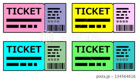 コンサートや映画を予約するチケットや券のイラスト 134564616