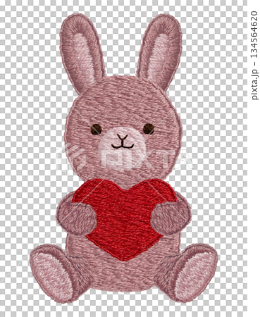【心型兔子絨毛玩具】手工刺繡插畫材料 【心型兔子絨毛玩具】手工刺繡插畫材料 134564620