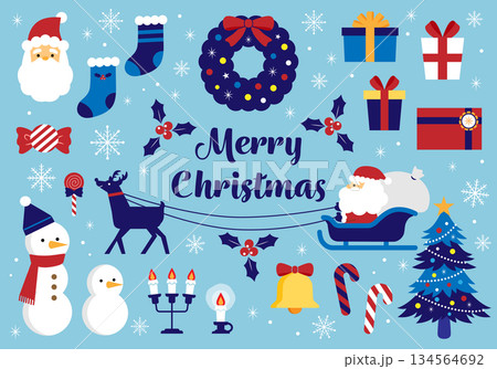 かわいいクリスマスのイラスト素材セット 134564692