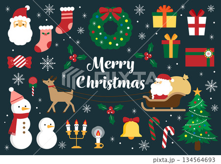 かわいいクリスマスのイラスト素材セット 134564693