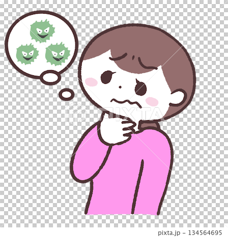 喉嚨痛的女人的插圖 134564695