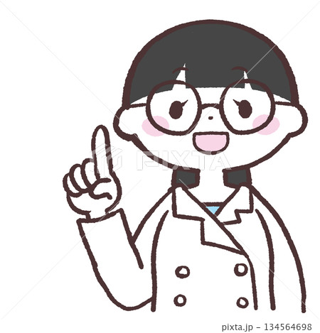 指差す白衣の女性のイラスト 134564698