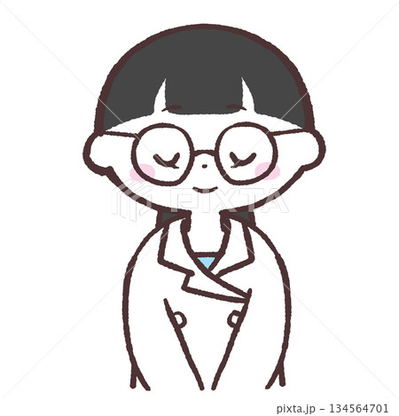 お辞儀する白衣の女性のイラスト お辞儀する白衣の女性のイラスト 134564701