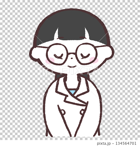 お辞儀する白衣の女性のイラスト お辞儀する白衣の女性のイラスト 134564701
