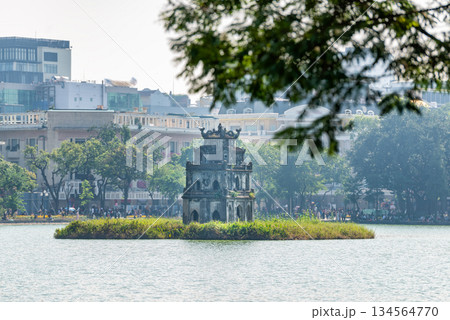 Turtle Tower at Hoan Kiem Lake on a Sunny Day, Hanoi, Vietnam Turtle Tower at Hoan Kiem Lake on a Sunny Day, Hanoi, Vietnam 134564770