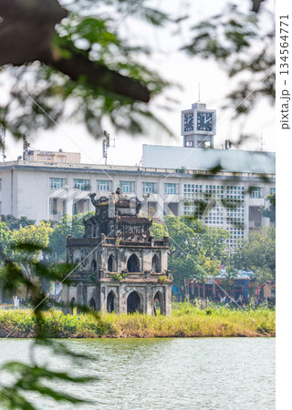Turtle Tower at Hoan Kiem Lake on a Sunny Day, Hanoi, Vietnam Turtle Tower at Hoan Kiem Lake on a Sunny Day, Hanoi, Vietnam 134564771