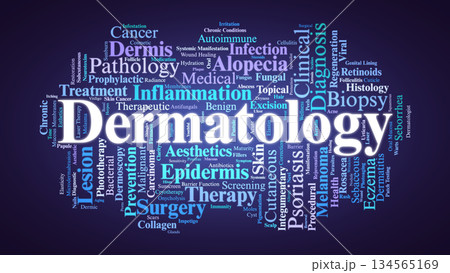 Dermatology Word Cloud. Professional Medical Terms for Skin Health and Clinical Care 134565169