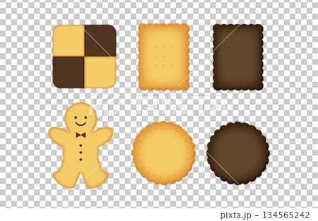 一套6塊餅乾的插圖 134565242