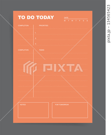 To Do Today planner template with completion...のイラスト素材 [134565423] - PIXTA