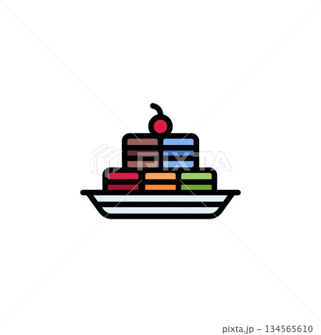 macaroni vector icon. bakery icon filled line style. perfect use for logo, presentation, website, and more. simple modern icon design color line style 134565610