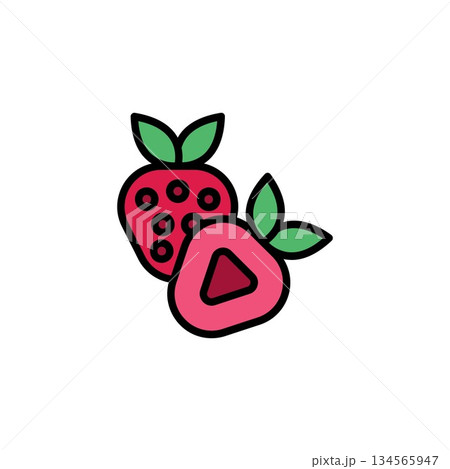 strawberry vector icon. fruit icon filled line style. perfect use for icon, logo, illustration, website, and more. icon design filled line style 134565947