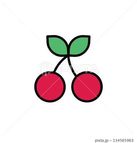 cherry vector icon. fruit icon filled line style. perfect use for icon, logo, illustration, website, and more. icon design filled line style 134565963