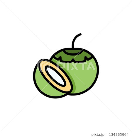 coconut vector icon. fruit icon filled line style. perfect use for icon, logo, illustration, website, and more. icon design filled line style 134565964