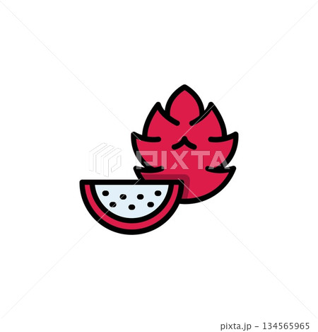 dragon fruit vector icon. fruit icon filled line style. perfect use for icon, logo, illustration, website, and more. icon design filled line style 134565965