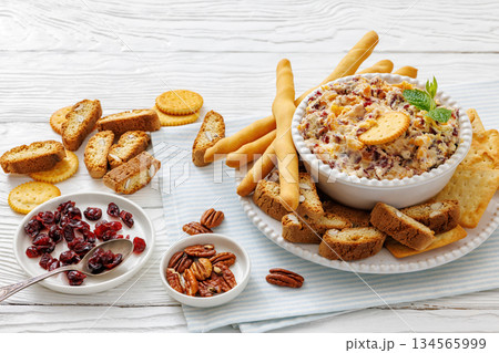 cranberry apricot cheese spread in a bowl cranberry apricot cheese spread in a bowl 134565999