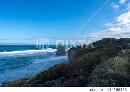 Clifton Beach and Twelve Apostles along the Great Ocean Road, Australia Clifton Beach and Twelve Apostles along the Great Ocean Road, Australia 134566386