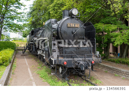 Old steam locomotive C59 161 in a Hiroshima city park Old steam locomotive C59 161 in a Hiroshima city park 134566391