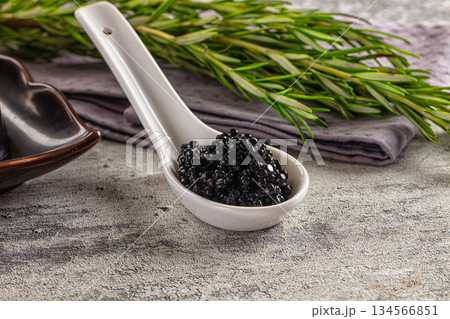 Luxury expensive Black caviar roe Luxury expensive Black caviar roe 134566851