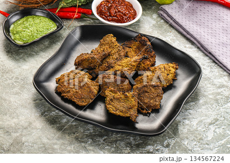 Grilled beef barbecue with spises Grilled beef barbecue with spises 134567224