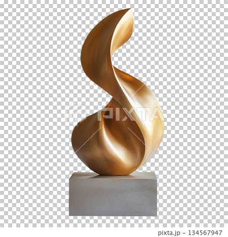 Contemporary Bronze Sculpture With Flowing Curves Displayed in an Art Gallery Setting Contemporary Bronze Sculpture With Flowing Curves Displayed in an Art Gallery Setting 134567947