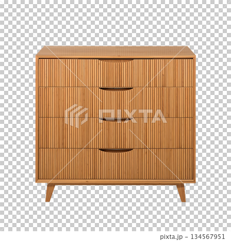 Modern Wooden Cabinet With Textured Design in a Bright Room 134567951