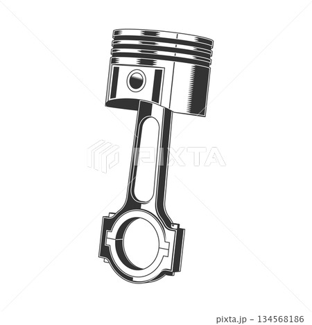 Automobile piston icon isolated on white background. Vector. Concept for expert service car repair center, restoration and car club in monochrome style. 134568186