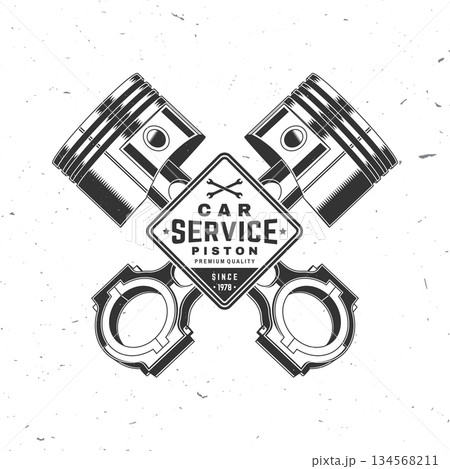 Auto service logo, emblems, badges and icons. Vector. For expert service car repair center, restoration and car club with automobile tools pistons and wrench silhouette 134568211
