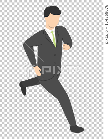 Running office worker male isometric Running office worker male isometric 134568676