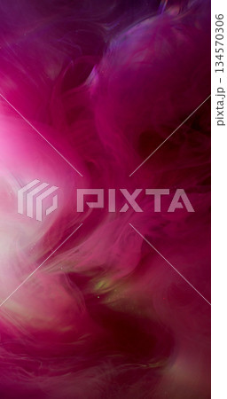 Pink cloud. Paint background. Defocused bright color smoke splash liquid texture spreading on creative white acrylic art abstraction. 134570306