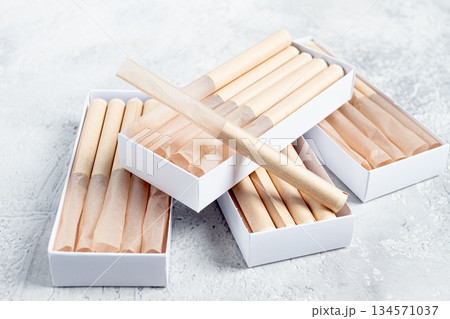 cigarette casings, packed in boxes, on the table, top view, cigarette casings, packed in boxes, on the table, top view, 134571037