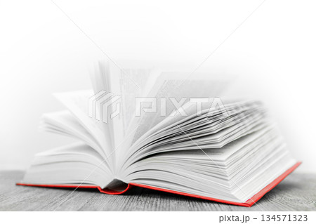 Big open book. Pages of new book. Training and Education on pages of books. 134571323