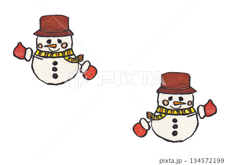 手描きの水彩画(絵手紙)「クリスマスカード」文字無し 雪だるま二個 ハガキ横 手描きの水彩画(絵手紙)「クリスマスカード」文字無し 雪だるま二個 ハガキ横 134572199
