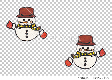 手描きの水彩画(絵手紙)「クリスマスカード」文字無し 雪だるま二個 ハガキ横 手描きの水彩画(絵手紙)「クリスマスカード」文字無し 雪だるま二個 ハガキ横 134572199