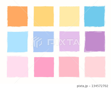 Cute vector set with pastel square box shapes, rough doodle frames for kids and baby Easter and school designs Cute vector set with pastel square box shapes, rough doodle frames for kids and baby Easter and school designs 134572702