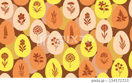 Seamless Easter egg background. hand drawn. Not AI, Vector illustration. 134572723