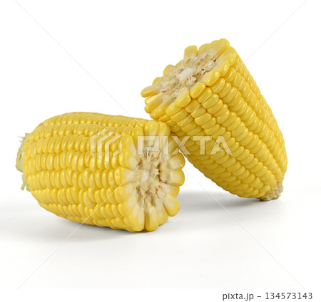 Yellow sweet corn agriculture product isolated on a white background 134573143