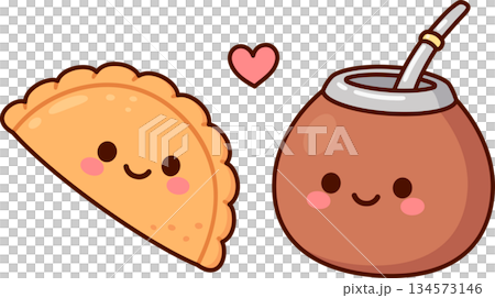 Kawaii Argentinian empanada and yerba mate gourd 134573146