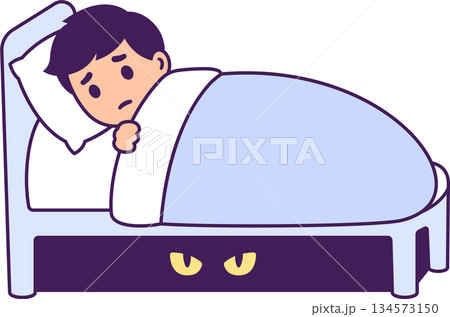 Boy with monster under his bed 134573150