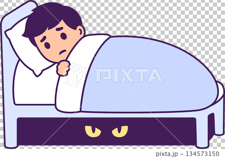 Boy with monster under his bed 134573150